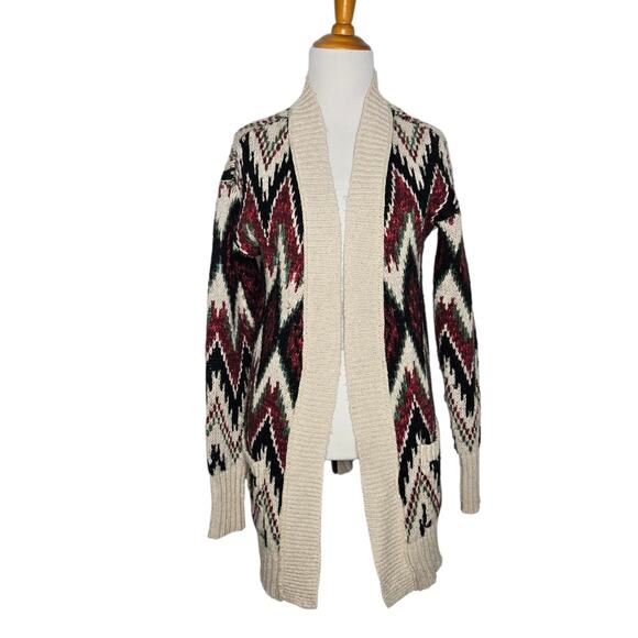 Vintage Y2K Mossimo Tribal Cardigan Grandpa Open Longline Cozy Women Medium - Picture 1 of 13